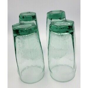 Vintage Libbey Chivalry Green Glasses Set Of 4 7" Tumbler Excellent Condition